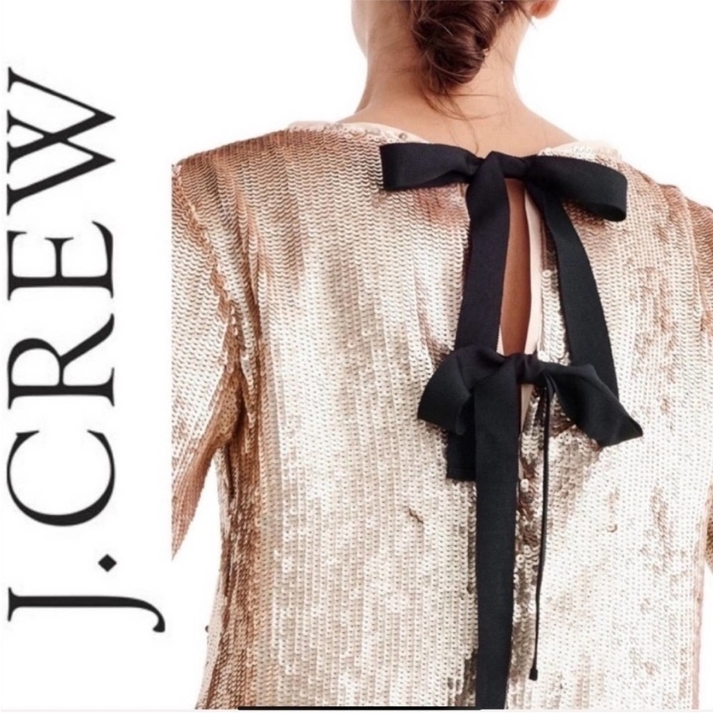 JCREW SEQUIN TOP w/ RIBBON BACK SZ 12T NWOT